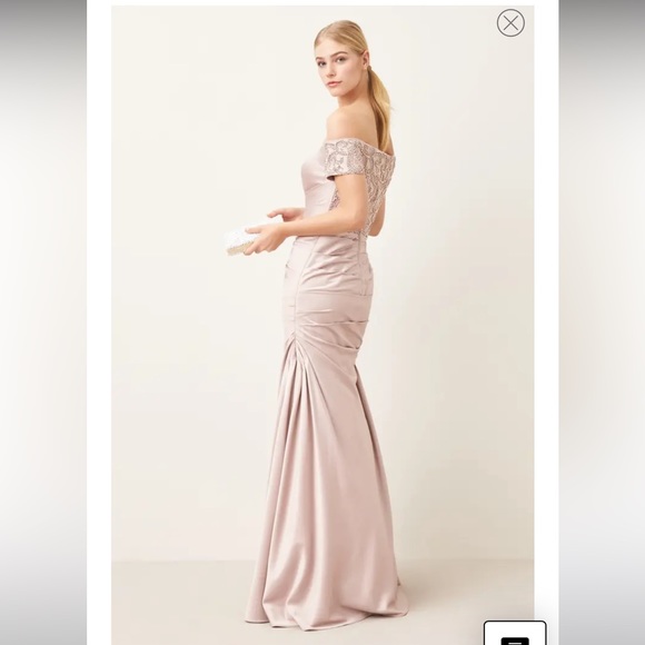 Nordstrom Off the Shoulder Beaded Satin Trumpet Gown - Picture 6 of 8